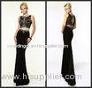 Graceful Full Length Crew Neck Prom Dresses Beaded Crystal Key Hole Back