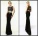 Graceful Full Length Crew Neck Prom Dresses Beaded Crystal Key Hole Back