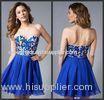 Unique Short Blue Homecoming Dresses with Leaf Embroidery for Juniors