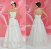 Tulle Sweetheart Open Back Strapless Wedding Gowns Floor Length with Pleated Beads