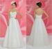 Tulle Sweetheart Open Back Strapless Wedding Gowns Floor Length with Pleated Beads