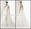 Sheath White Scoop Lace Womens Wedding Dresses With Beading Sequins Sash Backless Sweep Train Bridal