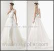 Sheath White Scoop Lace Womens Wedding Dresses With Beading Sequins Sash Backless Sweep Train Bridal