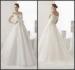 A-Line Off-Shoulder Lace Womens Wedding Dresses With Applique Hand Made Flower Covered Button Sweep