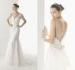 V-neck Lace Applique Beads Ruffle Ribbon Womens Wedding Dresses Mermaid Bridal Dresses