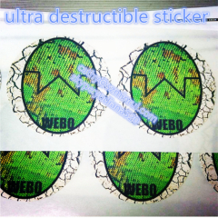 custom printing high JPG self adhesive ultra destructible sticker