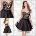 Short Satin Embroidery Sweetheart Cocktail Evening Dresses with Bows at Back