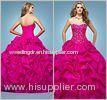 Rose Taffeta Ruffled Quinceanera Dresses Open Back Evening Gowns