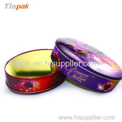 oval large tin box for Christmas