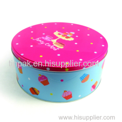 large round Christmas tin box with 3 sets