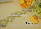 Light Gold Base Bow Shape Crystal Rhinestone Trimming For Dress