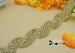 Leaf Shape Gold Rhinestone Beaded Trim , Evening Dress Rhinestone Trim By The Yard