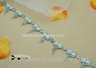 Bow Design Bling Sew On Pearl Rhinestone Chain Trim For Ladies Dress