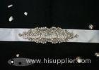 Custom Silver Beaded Crystal Rhinestone Bridal Sash For Wedding Dress