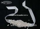 Silver Beaded Bridal Rhinestone Sash For Decoration , 5.2 cm Width