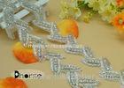 Leaf shape Iron On Beaded Trims For Wedding Gowns , Rhinestones Trim By The Yard