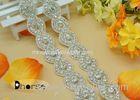 Iron On Bling Bling Decorative Rhinestone Beaded Trim For Wedding Dress