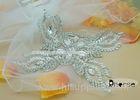 Mesh Backing Sew on Rhinestone Beaded Applique With Pearl For Wedding Dress