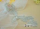 Handmade Silver Beaded Neckline Rhinestone Apploique For Wedding Dress