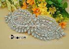 Clear Stone Silver Beaded Rhinestone Applique Trim For Bridal Sash