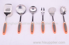 stainless steel cookware tool set plastic colorful handle