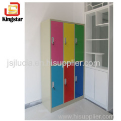 Colorful Powder Coated Lockable Clothes Storage Steel Locker 6 Opening