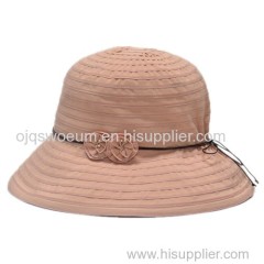 Ladies Pink Fisherman Round Hat with flower decorated