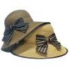 Ladies Morden Turn-up Brim Paper Braid Hat with bow