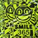 Custom bright yellow smile eggshell graffitti stickers