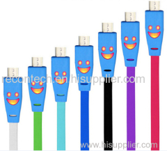LED Light Smile Face USB sync charging Cable