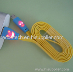 LED Light Smile Face USB sync charging Cable