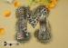 Letter M Brown Leopard Printing Beaded Trim Applique For Clothing