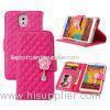 Pink Diamond Pattern Leather Mobile Phone Cases Magnetic Wallet Flip Stand Case