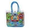 Clear Custom printed carton girl / lady PVC tote bag with button closure
