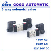 3 Port 2 position pneumatic air solenoid electric valve 12v guide type double coil NBR thread NPT BSP