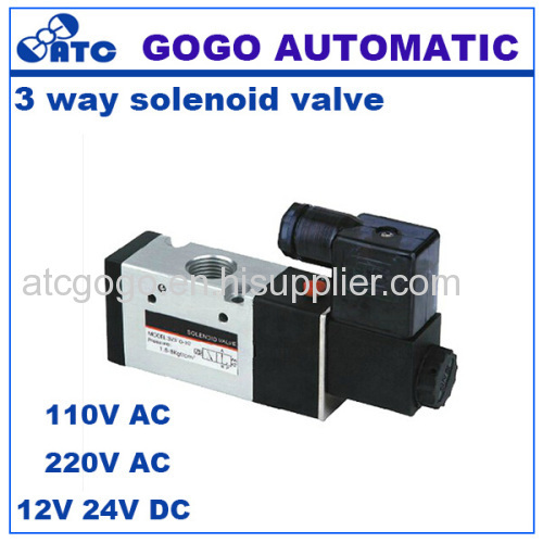 3 Port 2 position pneumatic air solenoid electric valve 12v guide type double coil NBR thread NPT BSP