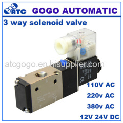 3 Port 2 position pneumatic air solenoid electric valve 12v guide type double coil NBR thread NPT BSP