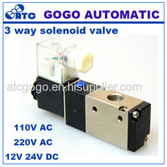 3 Port 2 position pneumatic air solenoid electric valve 12v guide type double coil NBR thread NPT BSP