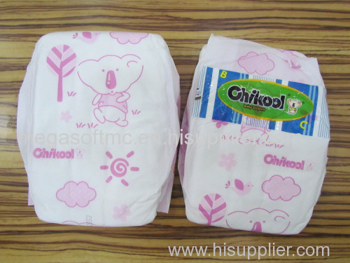 PE film back sheet baby diaper with PP tapes