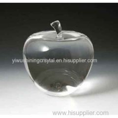 crystal glass apple paperweight