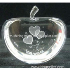 crystal glass apple paperweight