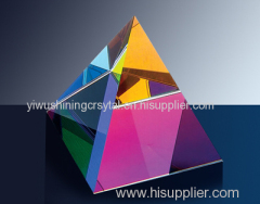 crystal glass pyramid paperweight