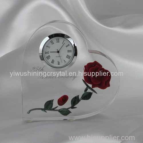 crystal glass desk clock for table decoration