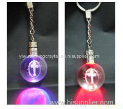 cheap LED light 3d laser engraving crystal glass keychain keyring