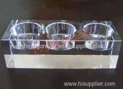 crystal glass lotus candle holder