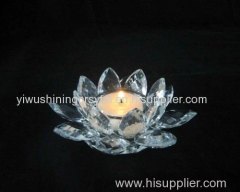 crystal glass lotus candle holder