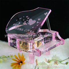 crystal glass piano music box