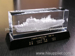 crystal glass ship boat model