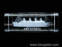 crystal glass ship boat model