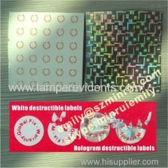 Custom round warranty void if seal broken hologram brittle label for mobile phone hologram UDV warranty screw sticker